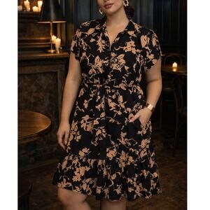 Terra & Sky Women's Plus Size Flutter Sleeve Mini Dress Sz. 4X (28W-30W) Floral